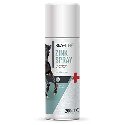 ReaVET Zinkspray Pferd 200ml - Wundschutz für Pferde, Salbenspray, Wundspray, Antibakterielle Reinigung & Pflege Wunddesinfektion, Wundschutz - Sprühpflaster für Tiere von ReaVET