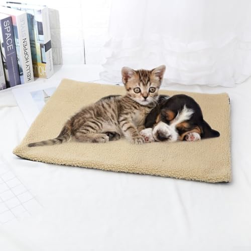 Waschbare Hundematte mit selbstheizender Funktion, perfektes Thermokissen für Katzen und Hunde, rutschfest und Design (Beige) von ReachMall