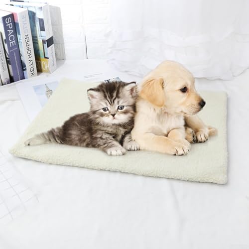 Waschbare Hundematte mit selbstheizender Funktion, perfektes Thermokissen für Katzen und Hunde, rutschfest und Design (weiß) von ReachMall