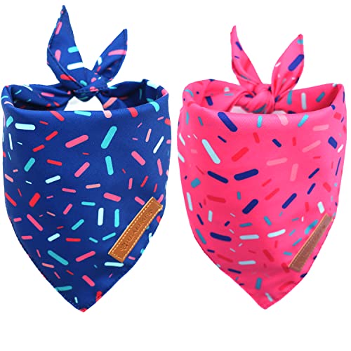 Realeaf Hunde-Geburtstags-Halstücher 2 Stück, Hunde-Geburtstagsparty-Zubehör, blau und rosa, hochwertiger strapazierfähiger Stoff, mehrere Größen erhältlich (groß) von Realeaf