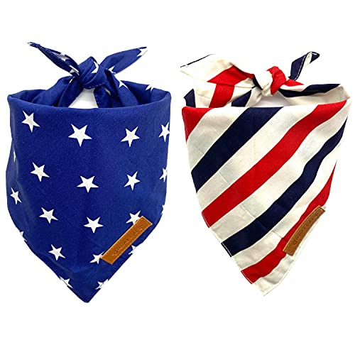 Realeaf Hundehalstuch mit amerikanischer Flagge, für kleine Hunde, hochwertiger strapazierfähiger Stoff, verschiedene Größen erhältlich, 4. Juli Hundehalstuch für Mädchen oder Jungen, 2 Stück von Realeaf