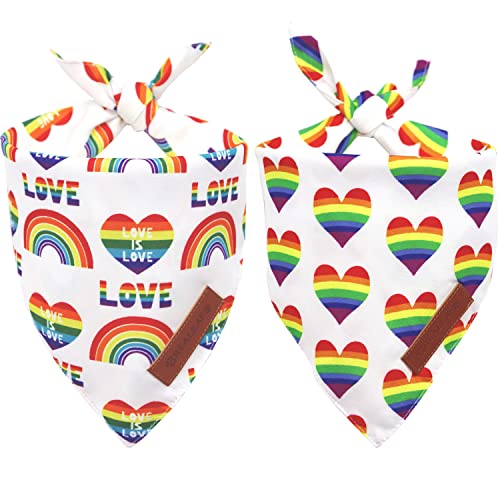 Realeaf Regenbogen-Hundehalstücher, 2 Stück, wendbar, Love is Love Pride Schals für Hunde, LGBT LGBT+ Bandana für kleine, mittelgroße und große Hunde Haustiere (X-Large) von Realeaf