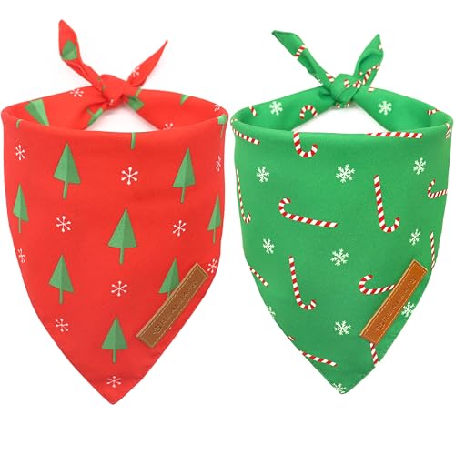 Realeaf Weihnachtliche Hundehalstücher, wendbar, rot/grün, für Jungen und Mädchen, hochwertiger strapazierfähiger Stoff, Urlaubs-Bandana für kleine, mittelgroße und extra große Hunde (XL) von Realeaf