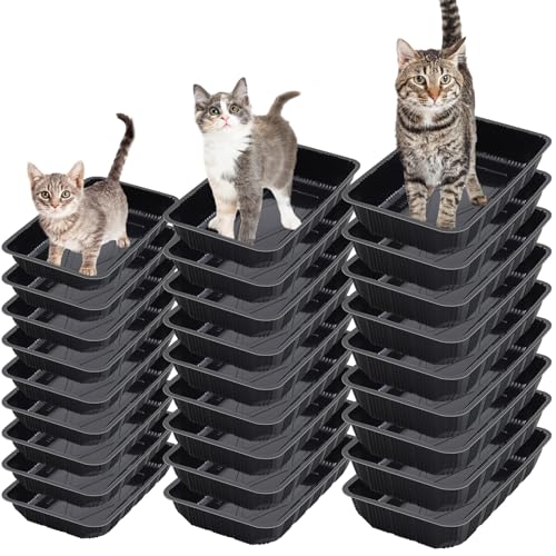 Reallnaive Einweg-Katzentoiletten für wachsende Kätzchen, 3 Größen, Katzenklo aus Kunststoff, für Kätzchen, Meerschweinchen, Haustiere, Reisen, Zuhause, Toilette, Schwarz, 30 Stück Reallnaive Einweg-Katzentoiletten für wachsende Kätzchen, 3 Größen, Katzenklo aus Kunststoff, für Kätzchen, Meerschweinchen, Haustiere, Reisen, Zuhause, Toilette, Schwarz, 30 Stück von Reallnaive