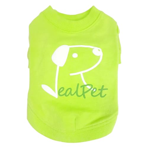 Hunde-T-Shirt, Baumwolle, Welpen-Aufdruck, Logo, weich, atmungsaktiv, dehnbar, einfache Haustierbekleidung für vier Jahreszeiten, echtes Pastell, rundes T-Shirt (Grün, M) von Realpet