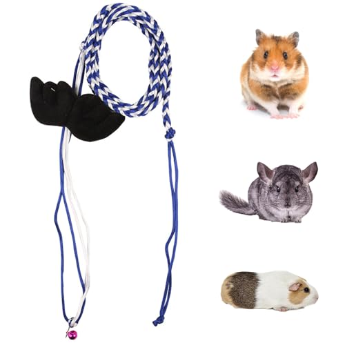 Hundegeschirr und Leine, Set für kleine Haustiere, weiche Netzweste mit Glöckchen, für Meerschweinchen, Hamster, Frettchen, Kaninchen, Chinchilla (blaue Flügel-Version) von Rebecca online