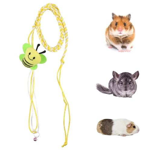 Hundegeschirr und Leine, Set für kleine Haustiere, weiche Netzweste mit Glöckchen, für Meerschweinchen, Hamster, Frettchen, Kaninchen, Chinchilla (gelber Bienenstil) von Rebecca online