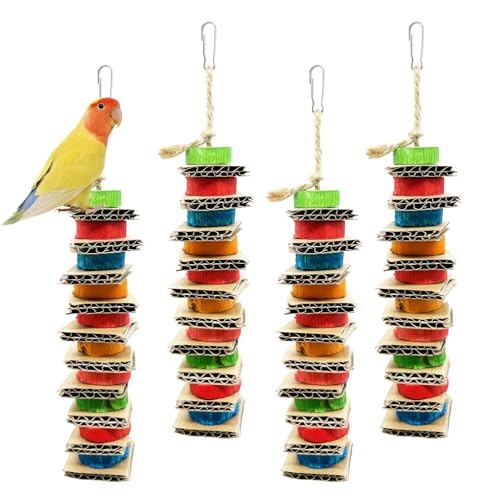 Rebecca online Vogel-Kauspielzeug zum Aufhängen, Pappe, Holz, Kauen, Zerkleinern, Futtersuche, Papageienkäfig, Spielzeug für kleine und mittelgroße Vögel, Sittiche, Nymphensittiche, Wellensittiche von Rebecca online