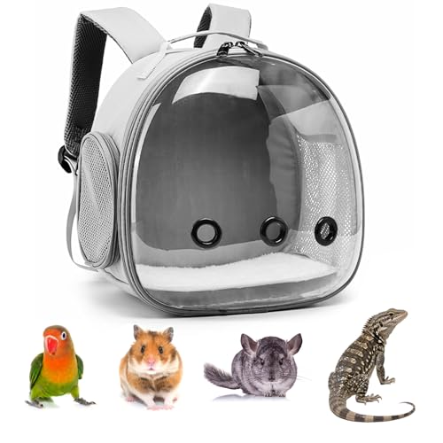 Tragbarer Reise-Rucksack für kleine Tiere, Reisetasche für Hamster, Meerschweinchen, Vogel, Katze, Kaninchen, Rosa (Grau) von Rebecca online