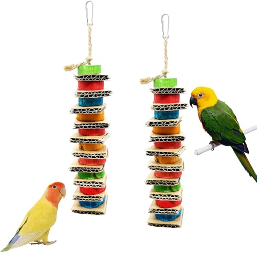 Vogel-Kauspielzeug zum Aufhängen, Pappe, Holz, Kauen, Zerkleinern, Futtersuche, Papageienkäfig, Spielzeug für kleine und mittelgroße Vögel, Sittiche, Nymphensittiche, Wellensittiche, Liebesvögel von Rebecca online