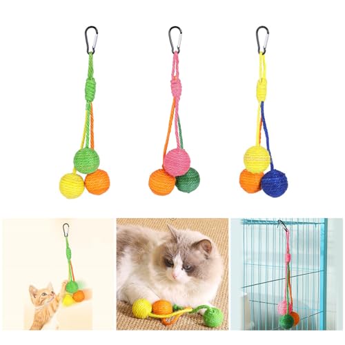 Rebellious Hanging Sisal Sphere Toy Für Katzen Fördert Interaktives Spiel Und Gesundheit Farbenfrohe Kugel Sisal Toy Natural Cats Seil von Rebellious