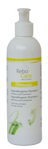 DermaVet Hypoallergenes Shampoo 250 ml: Sanfte Reinigung für Hunde, Katzen & Welpen, Mit Aloe & D-Panthenol, Ohne SLS & Farbstoffe von ReboVet