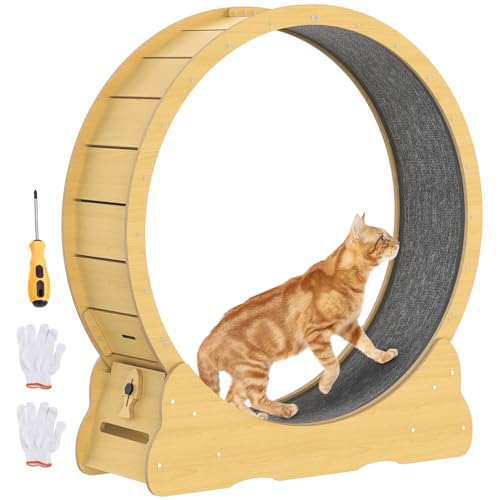 Katzenlaufrad für Indoor-Katzen, 100cm großes Katzenlaufband mit abnehmbarem Teppich & Schloss, Laufrad aus Holz, Katzenrad für Gewichtverlust & Gesundheit, Sportspielzeug für Katzen (Braun, 100cm) Katzenlaufrad für Indoor-Katzen, 100cm großes Katzenlaufband mit abnehmbarem Teppich & Schloss, Laufrad aus Holz, Katzenrad für Gewichtverlust & Gesundheit, Sportspielzeug für Katzen (Braun, 100cm) von Rebongki