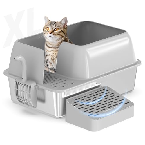 XXL Katzenklo Edelstahl, Katzentoilette 20L für Großkatzen, Edelstahl Katzentoilette mit hoher Seite, Auslaufsicher, Verschüttungssicher und Leicht zu Reinigen, 60cm x 40.5cm x 31cm XXL Katzenklo Edelstahl, Katzentoilette 20L für Großkatzen, Edelstahl Katzentoilette mit hoher Seite, Auslaufsicher, Verschüttungssicher und Leicht zu Reinigen, 60cm x 40.5cm x 31cm von Rebonique