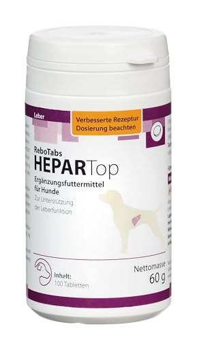 Hepartop Leberfunktions-Tabletten für Hunde: Mit Mariendistel, Artischocke & Süßholzwurzel, Fördert Leberaktivität, Natürliche Inhaltsstoffe, Dosierbar nach Gewicht von Rebopharm