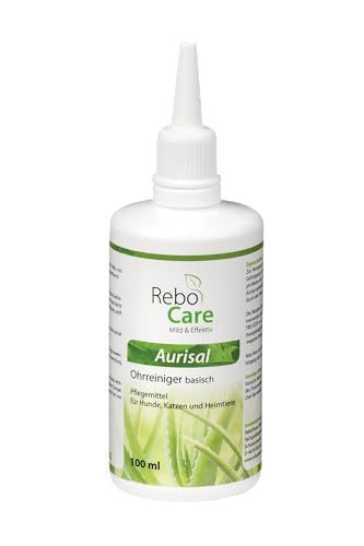 Aurisal Natürlicher Ohrreiniger 100 ml für Hunde, Katzen & Haustiere: Beruhigende Aloe Vera, Effektiv bei Verschmutzung, Einfache Anwendung mit Applikator von ReboPharm