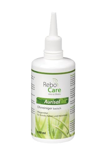 Aurisal Natürlicher Ohrreiniger 100 ml für Hunde, Katzen & Haustiere: Beruhigende Aloe Vera, Effektiv bei Verschmutzung, Einfache Anwendung mit Applikator von Rebopharm