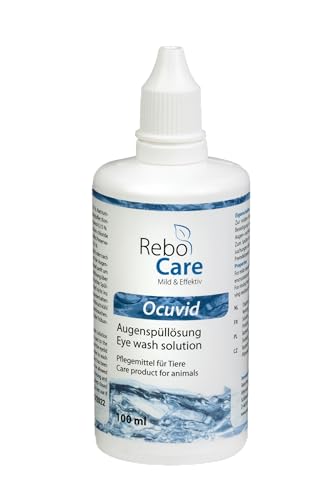 Ocuvid Augenspüllösung für Tiere: Sanfte Reinigung für Augen & Nase, Ideal für Augenuntersuchungen & Entfernung von Rückständen, Verträgliche Inhaltsstoffe 100 ml von reboVet
