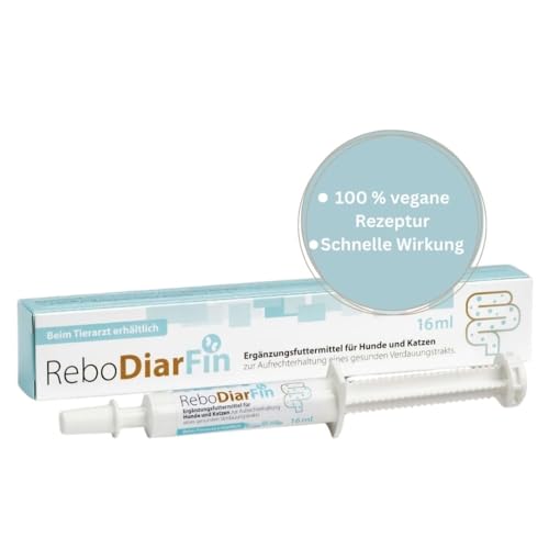 ReboDiarFin Verdauungs-Paste für Hunde & Katzen 16 ml: Linderung von Verdauungsstörungen, Mit Pektin & Kaolin, Angereichert mit Glutaminpeptid, Probiotika- & Präbiotika-Mix von Rebopharm