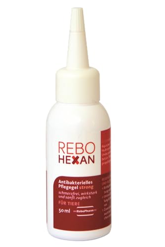 ReboHexan Gel Strong 50 ml: Hochviskoses Pflegegel für Tierwunden, unterstützt die Hautregeneration, Reduziert Narben, Verhindert Ankleben an Verbänden, Ideal für Hautpflege ReboHexan Gel Strong 50 ml: Hochviskoses Pflegegel für Tierwunden, unterstützt die Hautregeneration, Reduziert Narben, Verhindert Ankleben an Verbänden, Ideal für Hautpflege von Rebohexan