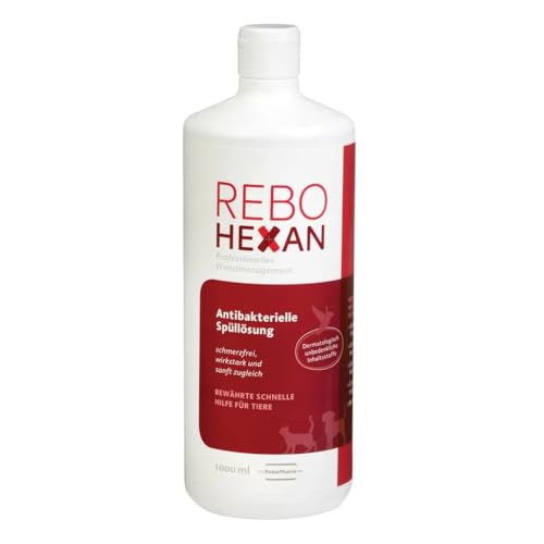 ReboHexan Spüllösung 1 Liter: Essentielles Wundreinigungsmittel, Tiefenreinigung für alle Haustiere, Alkoholfrei, Schmerzlose Anwendung, Entfernt effektiv Schmutz & Keime von Rebohexan