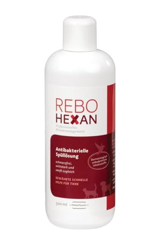 ReboHexan Spüllösung 500 ml: Essentielles Wundreinigungsmittel, Tiefenreinigung für alle Haustiere, Alkoholfrei, Schmerzlose Anwendung, sorgt für gründliche Reinigung von Rebohexan