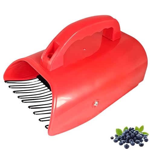 Beerenpflücker - Heidelbeerkamm, Blaubeerkamm, Beerenkamm Ideal zum Pflücken von Heidelbeeren und Anderen Wildbeeren, für den Garten, ohne scharfe Kanten, ergonomischer Griff – BPA-frei, Rot von Recitem
