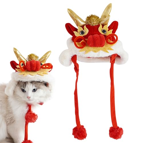 Drachen Katze Hut Katze,Drache Dekorationen Cosplay Hut für Hunde, Winterhut, Halloween Weihnachten Party Kostüm Kopfbedeckung für Katzen Welpen Haustier Kleidung (S) von Recitem