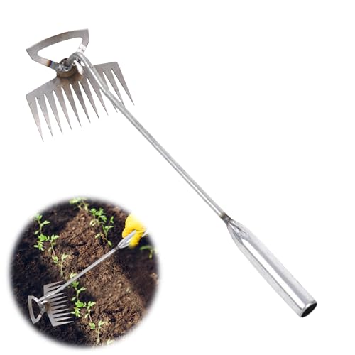 Edelstahl Unkrautstecher, Unkrautstecher Gartengeräte, 40cm Unkraut Abzieher Werkzeug Unkrautstecher Edelstahl, Gartenwerkzeug, Unkraut Entferner Gerät, Fugenkratzer Mit Stiel (1 St 11 Zinken) von Recitem