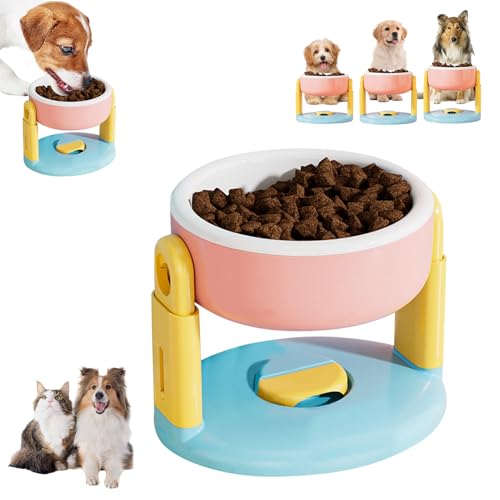 Futternapf Katze & Hundenapf – Höhenverstellbarer Katzennapf & Futternapf Hund, Napf Katzen Futternapf, Fressnapf Hund, katzennäpfe, Napf Katze – Saugnapf Haustierschale (Rosa) von Recitem