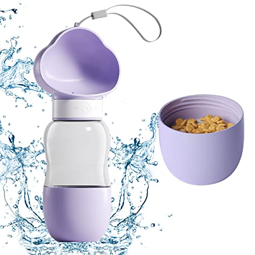 Hundetrinkflasche für Unterwegs, Tragbare Hundewasserflasche mit Futterbehälter, Hund Trinkflasche to go, Trinkflasche Hund für Outdoor, Reisen Spaziergänge, Wasserflasche Hund (Lila, 350ml+200ml) Hundetrinkflasche für Unterwegs, Tragbare Hundewasserflasche mit Futterbehälter, Hund Trinkflasche to go, Trinkflasche Hund für Outdoor, Reisen Spaziergänge, Wasserflasche Hund (Lila, 350ml+200ml) von Recitem