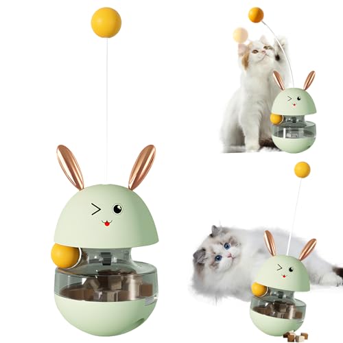 Interaktives Katzen Spielzeug, Katzenspielzeug Elektrisch Selbstbeschäftigung, Katzenspielzeug Toys Tumbler Katze Leckerlis BäLle mit Katzen Feder Neckerei Stock for Fütterungstraining (Grün) von Recitem