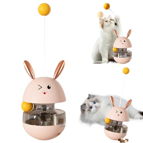 Interaktives Katzen Spielzeug, Katzenspielzeug Elektrisch Selbstbeschäftigung, Katzenspielzeug Toys Tumbler Katze Leckerlis BäLle mit Katzen Feder Neckerei Stock for Fütterungstraining (Rosa) von Recitem