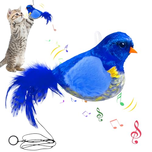 Katzenspielzeug Elektrisch Vogel zur Selbstbeschäftigung, Interaktiv Katzenspielzeug, Katzenspielzeug selbstbeschäftigung Intelligenz Katzen Spielzeug Aufladbares für Katzen Spielen Treten (Blau) von Recitem