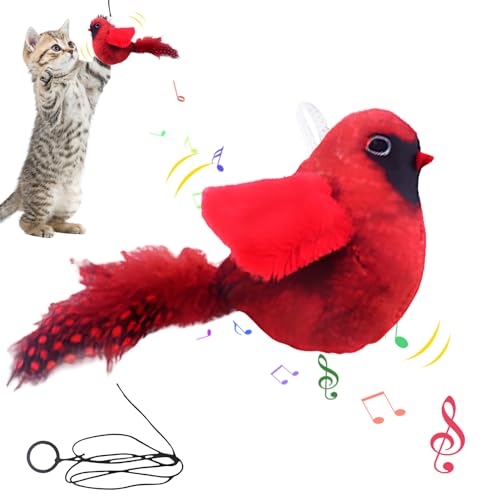 Katzenspielzeug Elektrisch Vogel zur Selbstbeschäftigung, Interaktiv Katzenspielzeug, Katzenspielzeug selbstbeschäftigung Intelligenz Katzen Spielzeug Aufladbares für Katzen Spielen Treten (Rot) von Recitem