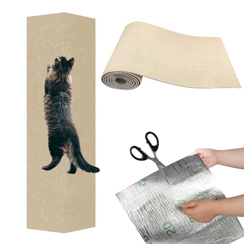 Kratzbrett Katze, Kratzmatte Katze Selbstklebend, Kratzschutz Sofa Katze, Kratzbrett Katzen kratzschutz, Katzenkratzmatte, AntiKratz Tape für Möbel Couch Sofa Wand Tür Schutz (Khaki, 30cm * 1m) von Recitem