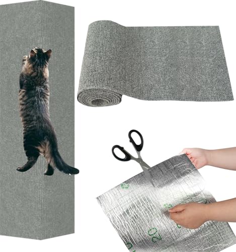 Kratzmatte Selbstklebend, Kratzbrett Katze, Kratzschutz Sofa, AntiKratz Tape für Möbel, Couch, Wand, Tür - Katzenkratzmatte (Hellgrau, 300cm x 40cm) von Recitem