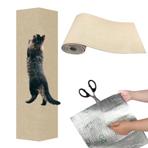 Kratzmatte Selbstklebend, Kratzbrett Katze, Kratzschutz Sofa, AntiKratz Tape für Möbel, Couch, Wand, Tür Schutz (Khaki, 300cm x 40cm) von Recitem
