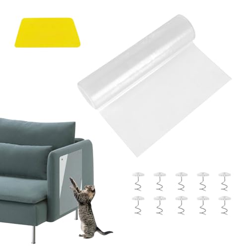 Kratzschutz Sofa Kratzbrett Katze, Extra Lang Katzen Kratzschutz, Anti Kratz Folie Selbstklebend Flexibler Schnitt für Fit Couch Tür Wand Ecke, Transparent Wasserdicht, Kratzer (30 * 300CM) von Recitem