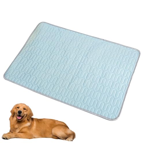 Kühlmatte Hund | Hundekühlmatte Selbstkühlend | Kühldecke Katzen | Ungiftiges Kühlkissen für Haustiere | Waschbare kühldecke für hunde Drinnen | Katzen Kühlmatte für Hunde Draußen und Auto (Blau) von Recitem