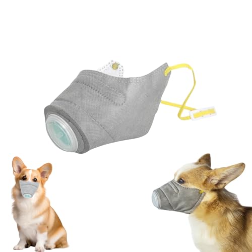 Rauchmaske für Hunde, Feuermaske für Hunde, Luftfiltermaske für Hunde, wiederverwendbar, weich, verstellbar, atmungsaktiv, filtert 99,9% der Luftschadstoffe, beschlagfrei/staubdicht (L) von Recitem