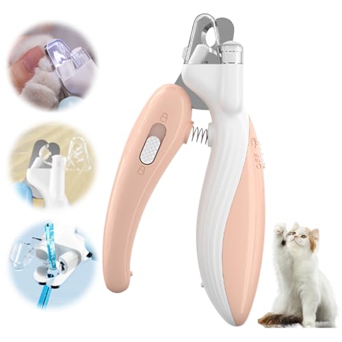 Recitem Haustier Nagelknipser mit LED-Licht, Nagelknipser Krallenschneider, Krallenschere für Katzen Hunde, Nagelschneider Scharfe Klinge Sicheres für Mittlere Kleine Haustiere Krallenpflege (1 Rosa) von Recitem