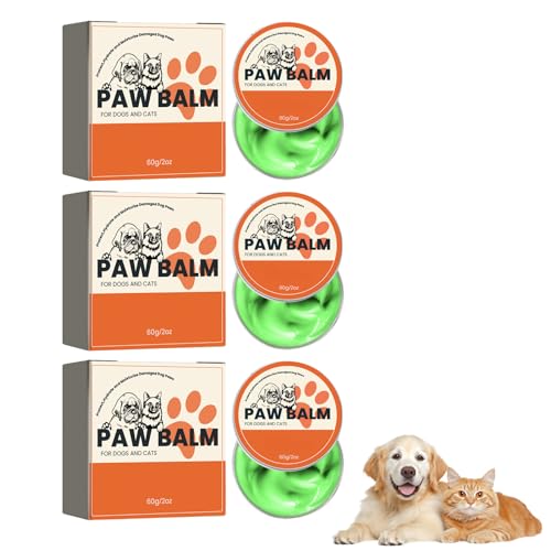Recitem Hundepfoten- & Nasenbalsam | Pfotencreme & Wachs für trockene, rissige Pfotenballen & Schnauzen | Feuchtigkeitscreme & Beruhigungscreme für Katzen | Nasenbutter (3 Stück) von Recitem