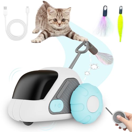 Recitem Katzenspielzeug Selbstbeschäftigung, Smartyflip Katzenspielzeug, Katzenspielzeug Elektrisch, Interaktives Katzenspielzeug, Interaktives Spielzeug für Katzen,Cat Toy, USB Aufladbar (Blau) von Recitem