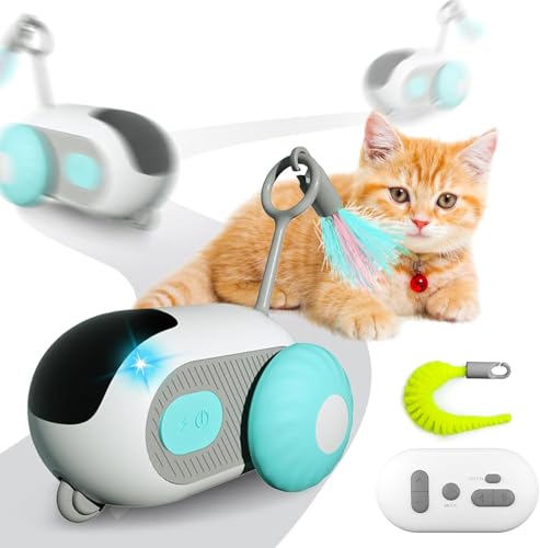 Recitem Katzenspielzeug Selbstbeschäftigung,Interaktives Katzenspielzeug Selbstbeschäftigung, Spielzeug für Katzen Elektrisch Automatisch,ntelligenzspielzeug für Katzen USB Aufladbar (Blau) von Recitem