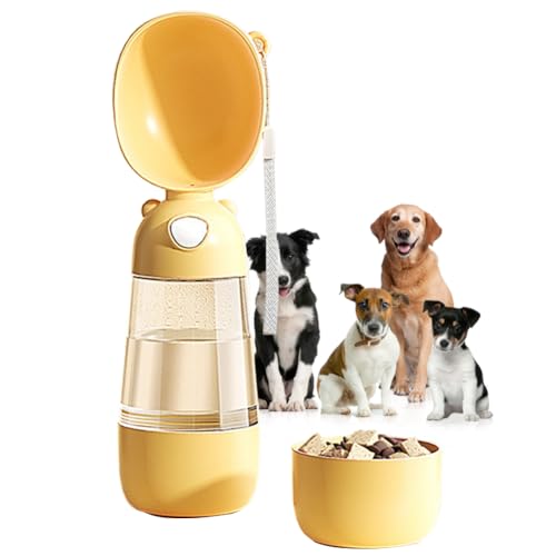 Trinkflasche Hunde für unterwegs & Hundetrinkflasche für unterwegs – Multifunktionale Trinkflasche Hund, Hunde Trinkflasche to Go, Hundetrinkflasche (Gelb, M) von Recitem
