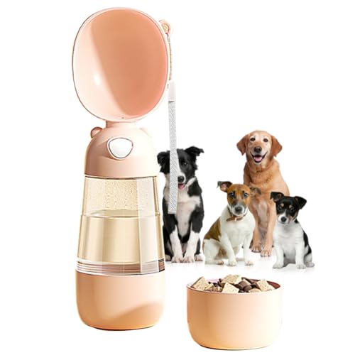 Trinkflasche Hunde für unterwegs & Hundetrinkflasche für unterwegs – Multifunktionale Trinkflasche Hund, Hunde Trinkflasche to Go, Hundetrinkflasche (Hellrosa, M) von Recitem