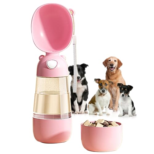 Trinkflasche Hunde für unterwegs & Hundetrinkflasche für unterwegs – Multifunktionale Trinkflasche Hund, Hunde Trinkflasche to Go, Hundetrinkflasche (Rosa, M) von Recitem