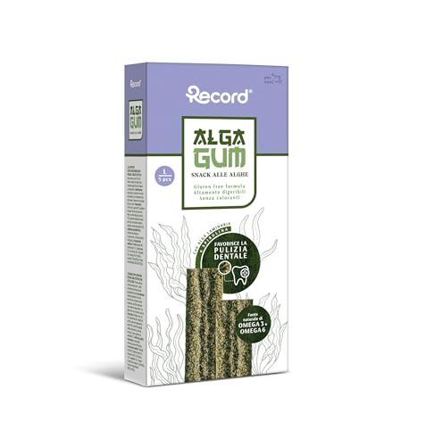 Record - Dental Snack für Hunde Alga Gum mit Laminaria und Spirulina, L, 5 Kausticks mit Anti-Plaque-Wirkung, Zahnsteinabwehr, gegen Zahnstein und Mundgeruch, reich an Omega 3-6, natürlich und Record - Dental Snack für Hunde Alga Gum mit Laminaria und Spirulina, L, 5 Kausticks mit Anti-Plaque-Wirkung, Zahnsteinabwehr, gegen Zahnstein und Mundgeruch, reich an Omega 3-6, natürlich und von Record