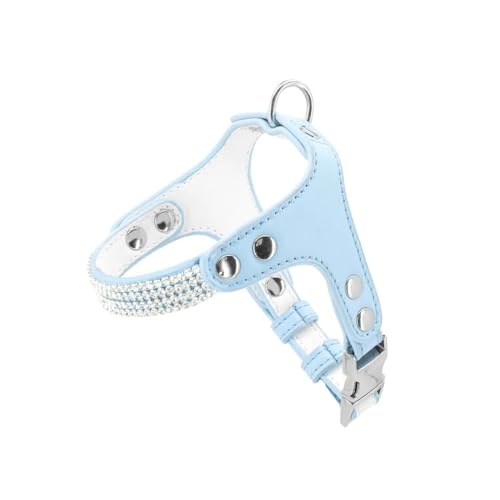 Record Hundegeschirr Paris aus weichem Kunstleder mit Strasssteinen und Hakenring und Metallclip | Farbe Himmelblau, Größe XS, Umfang 33-40 cm Record Hundegeschirr Paris aus weichem Kunstleder mit Strasssteinen und Hakenring und Metallclip | Farbe Himmelblau, Größe XS, Umfang 33-40 cm von Record